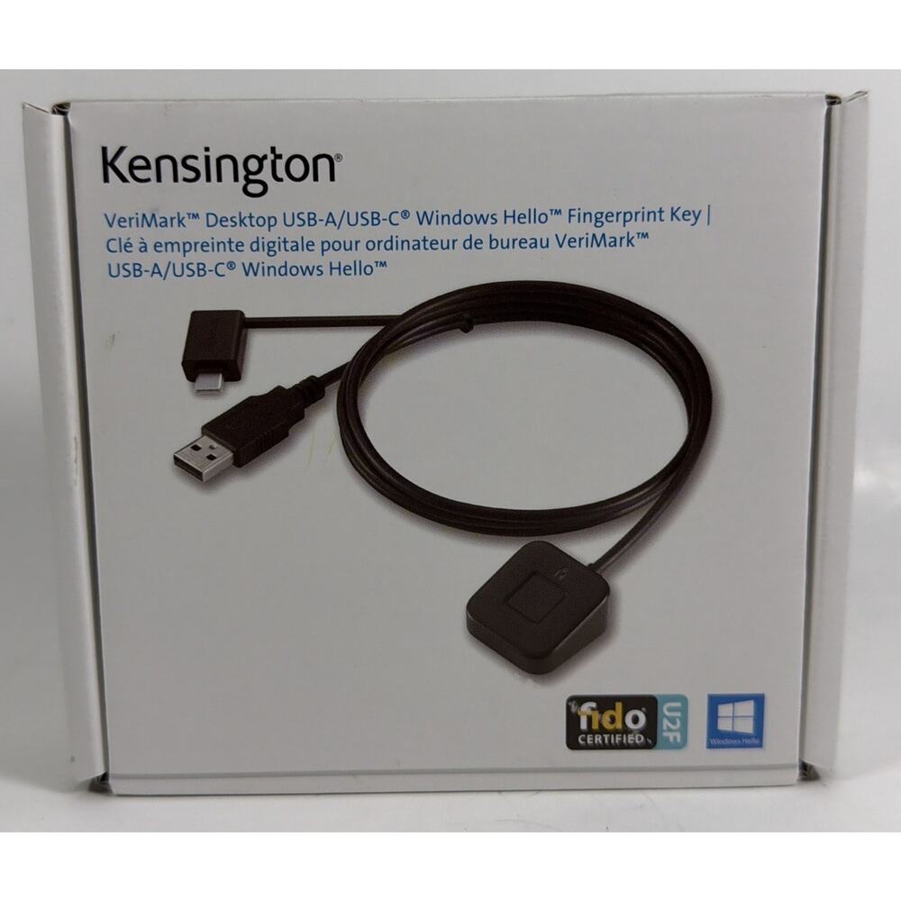 Kensington VeriMark Desktop USB-A/ USB-C Windows Hello Fingerprint Key K62330WWA